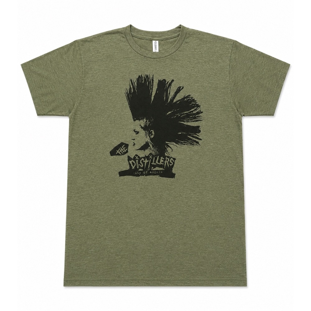The Distillers City of Angels Band T-Shirt Heather Olive Green Tultex Punk Rock